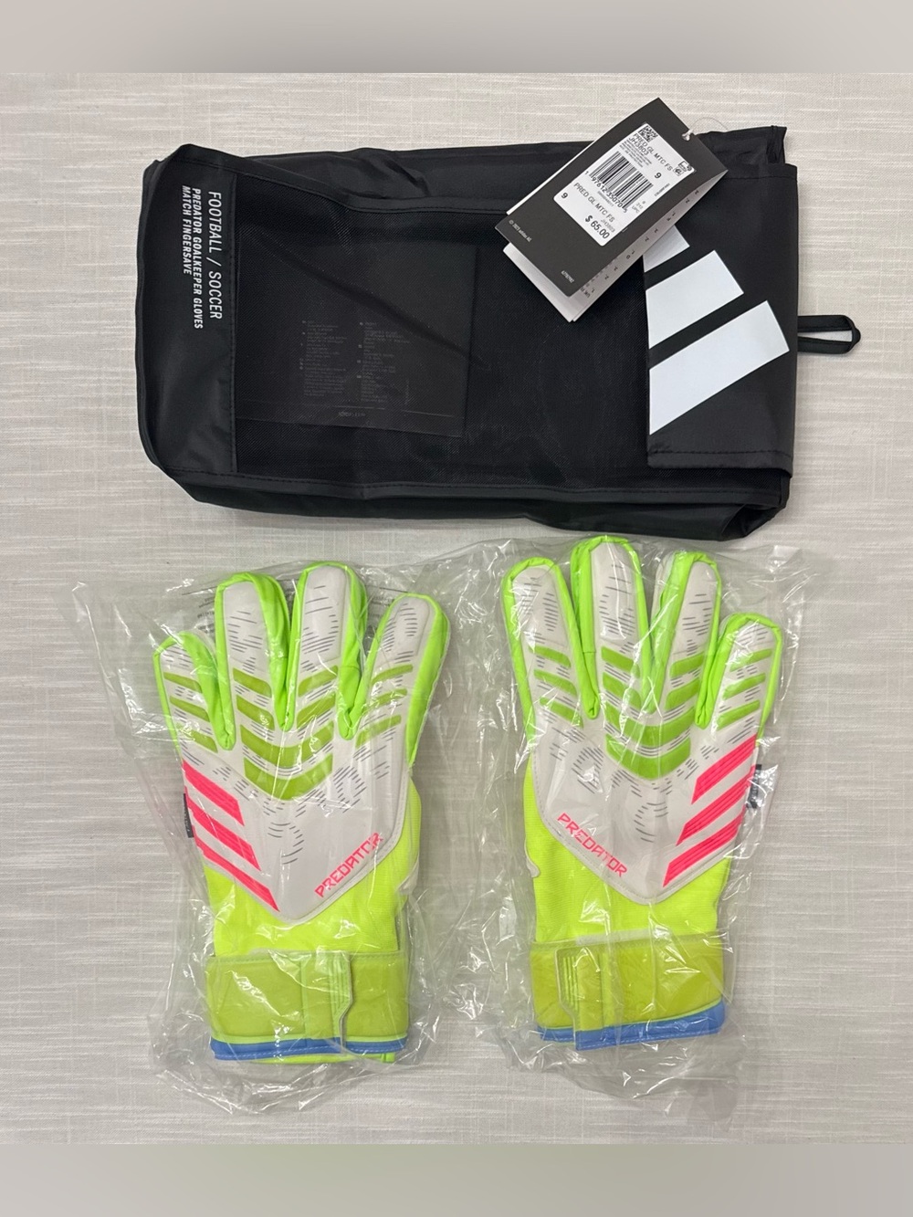 Adidas Predator Match Fingersave Goalkeeper Gloves Size 9 Soccer JH3803 New